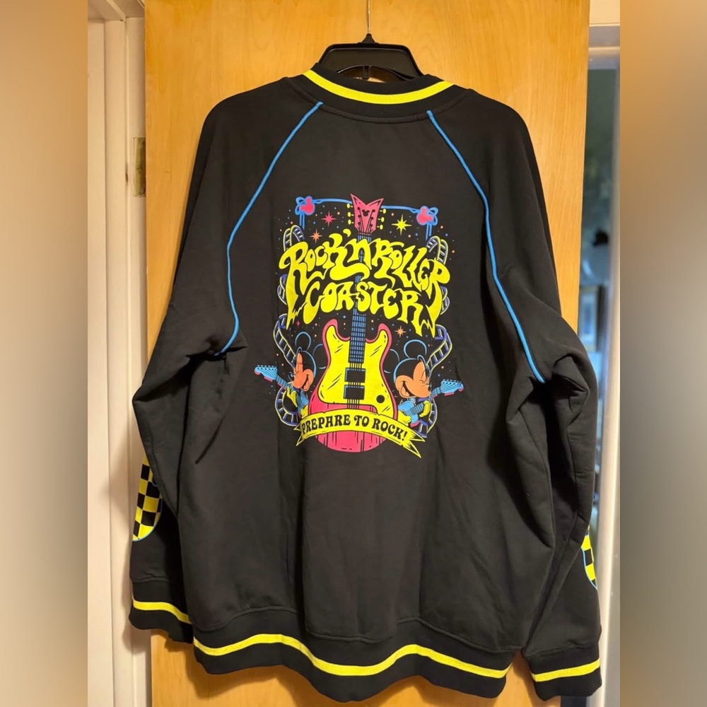 Disney’s Rock ‘n’ Roller Coaster Prepare to Rock Zip-Up Sweatshirt NEW Size L